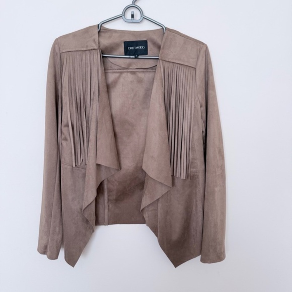 Driftwood Tan Suede Fringe Jacket Small Boho Western Festival Blazer